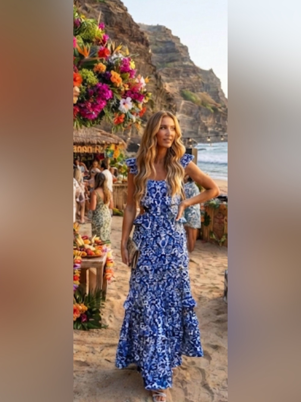 Simply Southern Blue Paisley Ruffle Maxi Dress, Size Large NWT - Picture 7 of 13